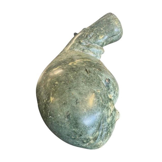 African Vintage Carved Stone Hippo Figurine For Sale - Image 3 of 10