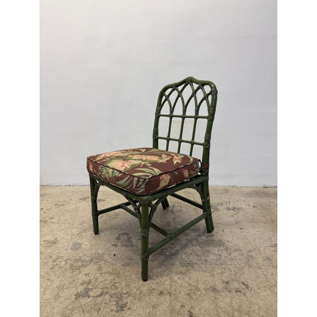 Green McGuire Bamboo Dining Chairs With Tropical Fabric Cushions - Set of Four For Sale - Image 8 of 16
