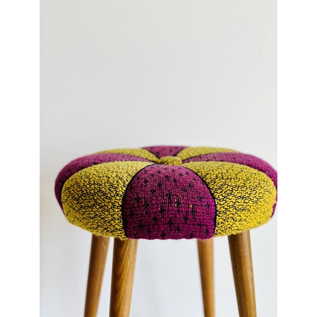 Upholstered Ash Stool, 1950s For Sale - Image 6 of 17