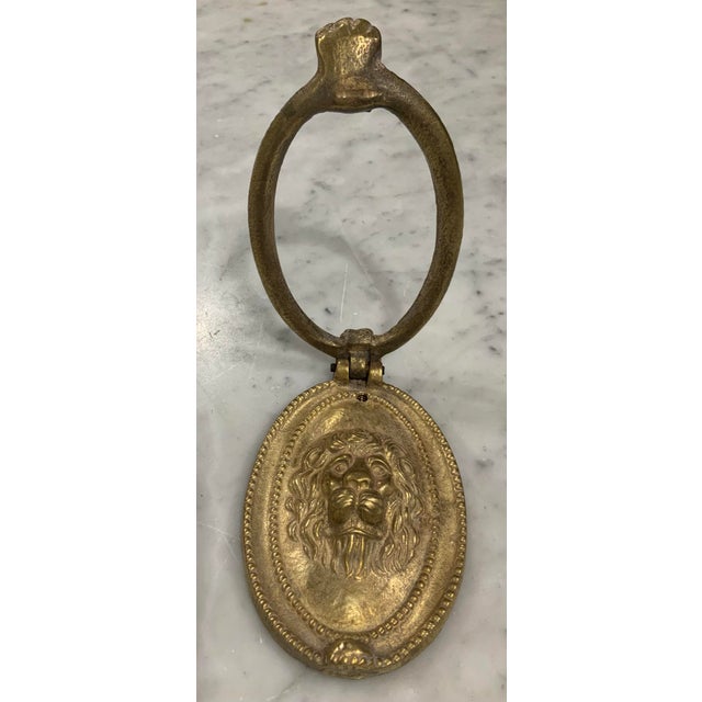 Mid 20th Century Vintage Solid Brass Lion‑Head Door Knocker — 6” (Heavy Cast Brass) For Sale - Image 5 of 6