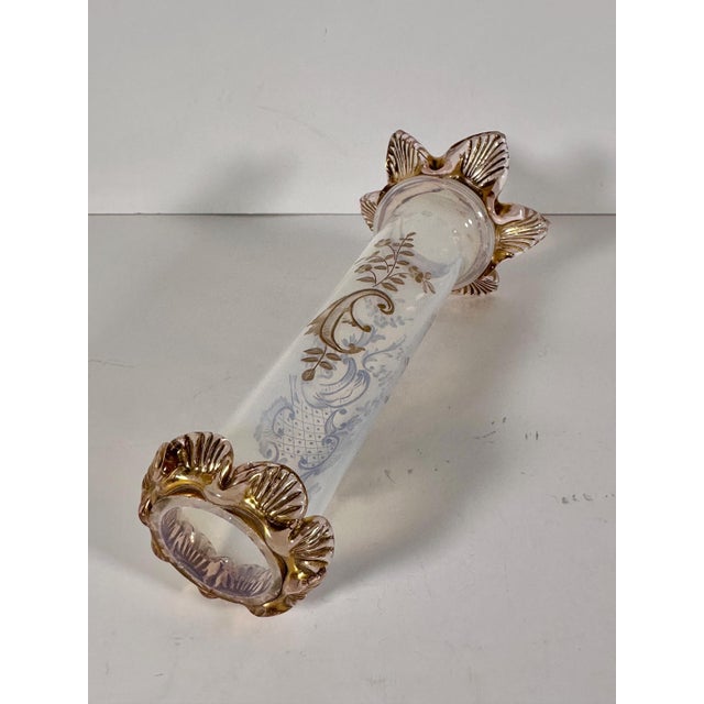 Moser Opalescent Gilt Bud Vase with Applied Rigaree For Sale - Image 9 of 10
