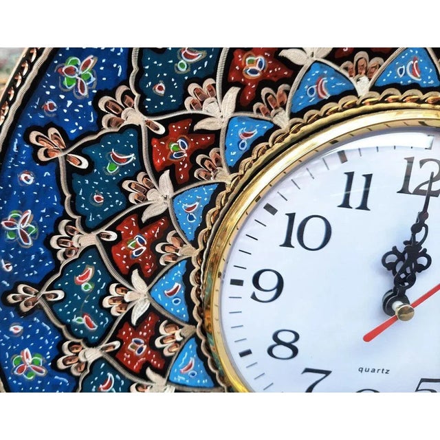 Blue Handmade Botanical Copper Clock For Sale - Image 8 of 10