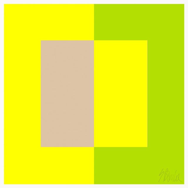 Two Toned Interactions, Lime Fine Art Print 36" X 36" by Liz Roache For Sale