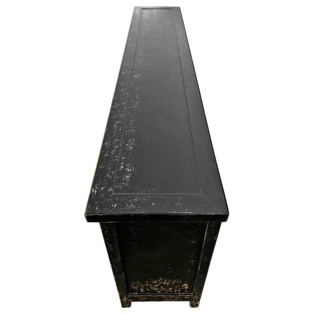 Late 20th Century Vintage Black Large Lattice 4-Door Sideboard Credenza For Sale - Image 5 of 8