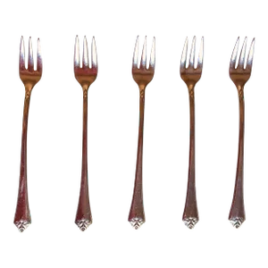 Vintage Society Deluxe Silver Plated "Queen of Flowers" Pattern Sea/Cocktail Forks- Set of 5
