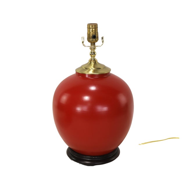 Early 21st Century Chinese Red-Glazed Ceramic Table Lamps - Pair For Sale - Image 5 of 9