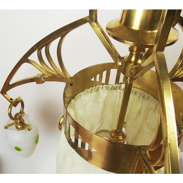 Metal Art Nouveau Brass Chandelier, 1890s For Sale - Image 7 of 14