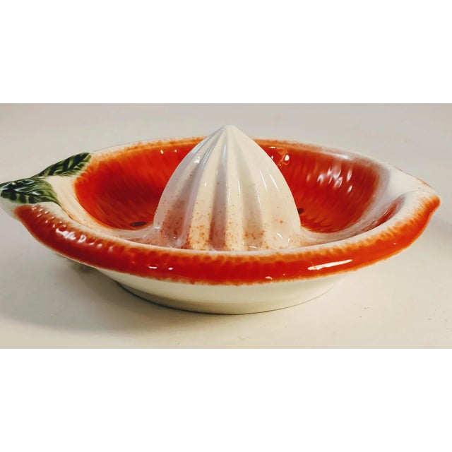 Italian Mid Century Italian Orange Ceramic Painted Juicer For Sale - Image 3 of 7