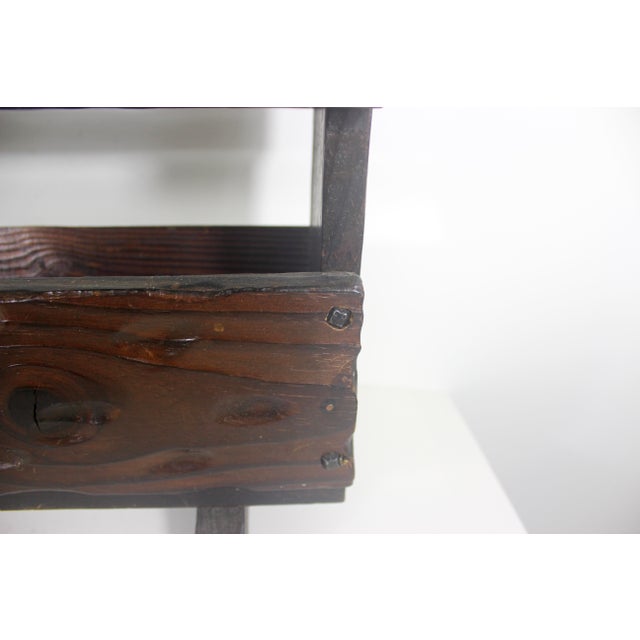 1960s Solid Wood Spanish Brutalist Magazine Rack Holder Revival For Sale - Image 10 of 18