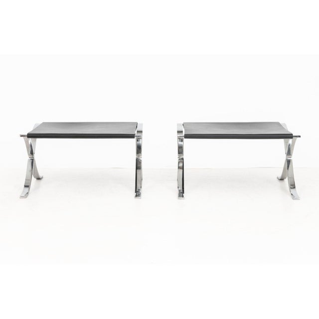 Mies Van Der Rohe X Knoll Barcelona Stools, Pair For Sale In New York - Image 6 of 8