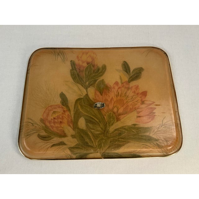 Vintage Exotic Flower Fabric Covered Tray For Sale In Cleveland - Image 6 of 11