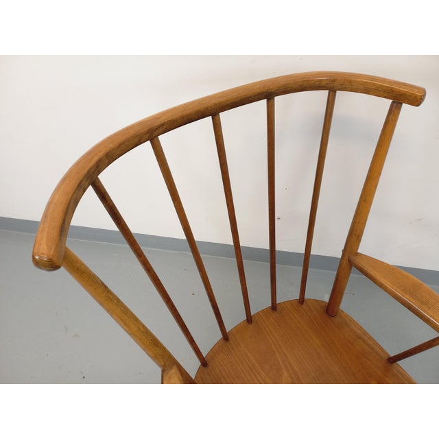 Tan Vintage Baumann Wooden Armchair, 1960s For Sale - Image 8 of 14