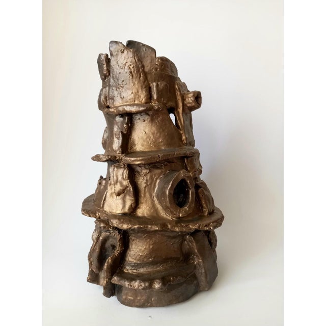 Ceramic 14" Architectural Brutalist Ceramic Sculpture Vase 'Babel' by Diane Grant For Sale - Image 7 of 9