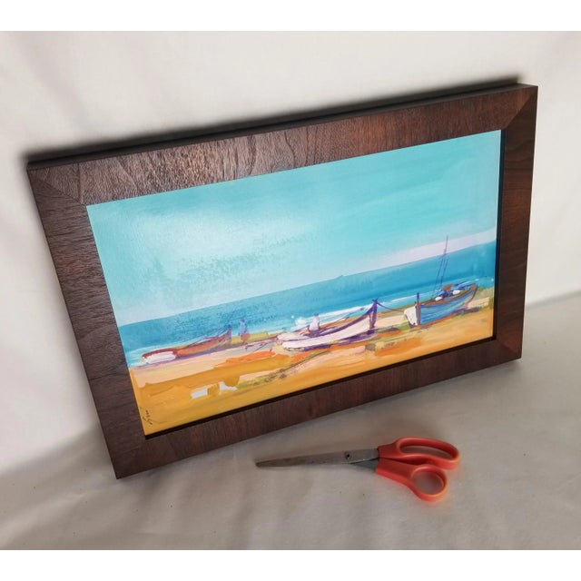 Coastal 1980s Coastal Scene Painting, Framed For Sale - Image 3 of 6