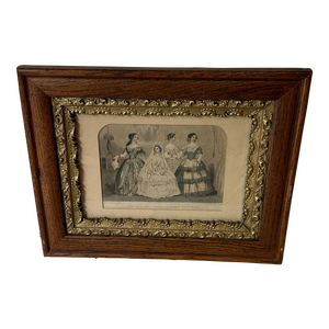 1970s Ladies Print in Wooden Frame