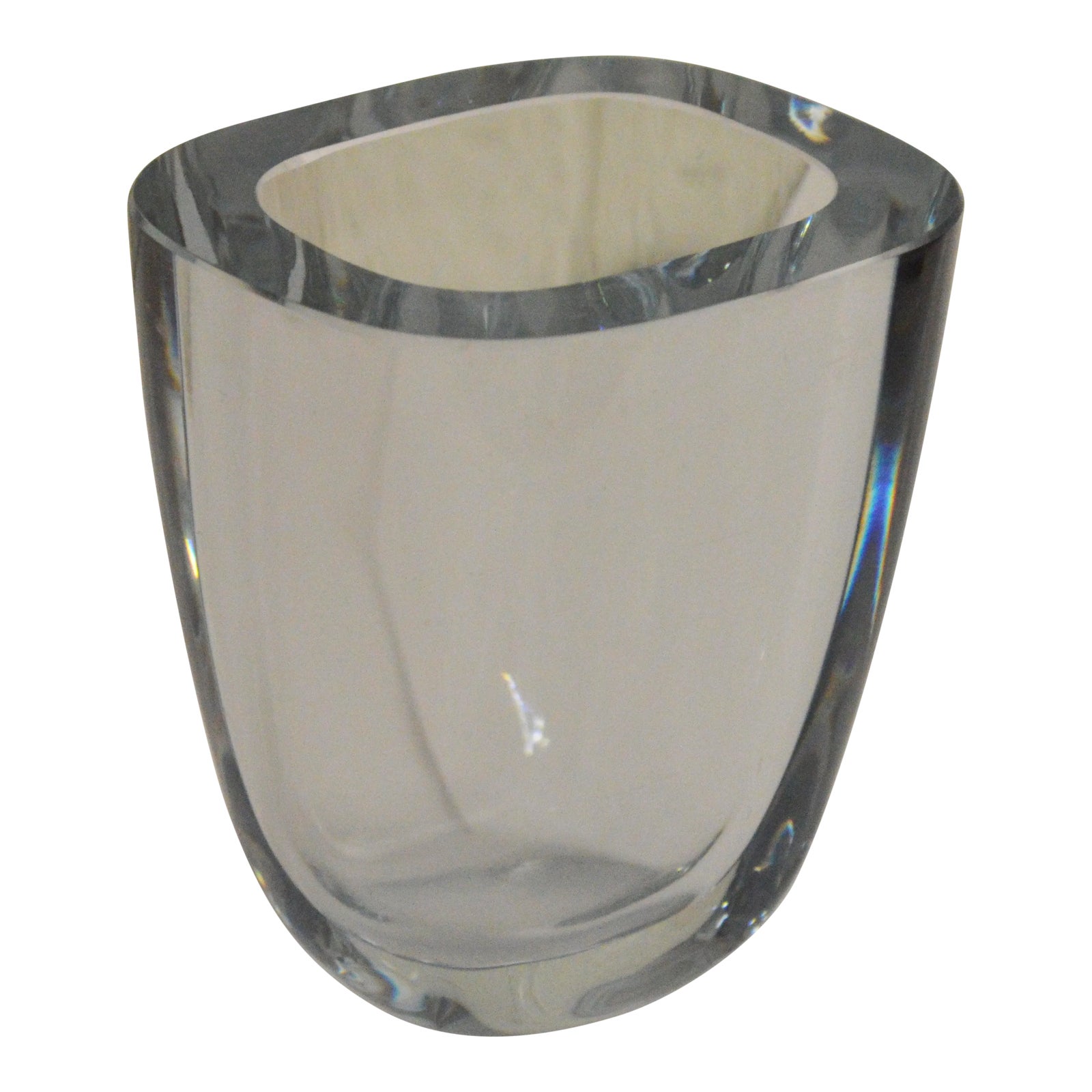 Strombergshyttan Mid-Century Art Glass Crystal Vase by Gerda