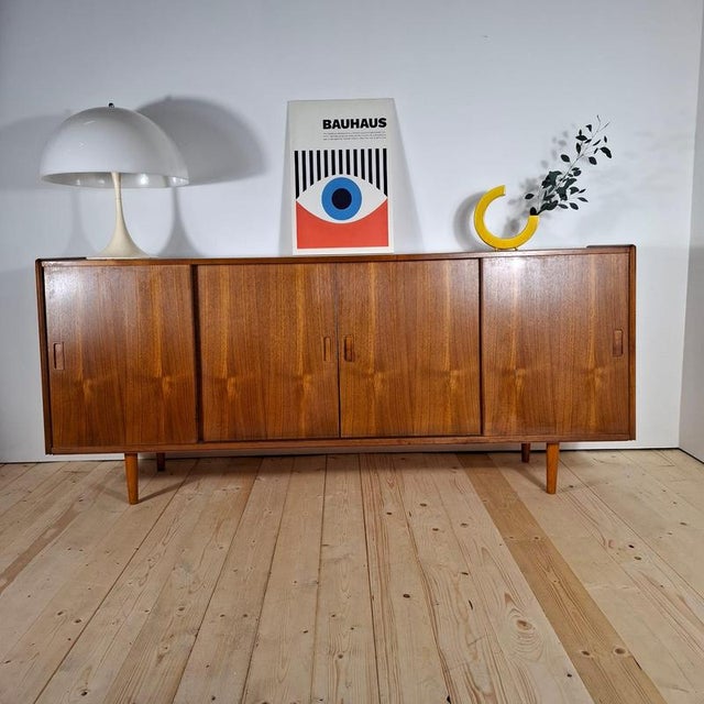 Vintage Danish Teak Sideboard with Sliding Doors For Sale - Image 6 of 6