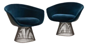 Pair of Warren Platner Bronze Finish Lounge Chairs