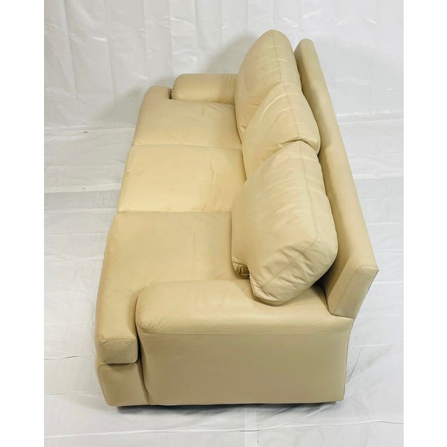Cream Vintage A. Rudin for Steve Chase Cream Leather Sofa For Sale - Image 8 of 18