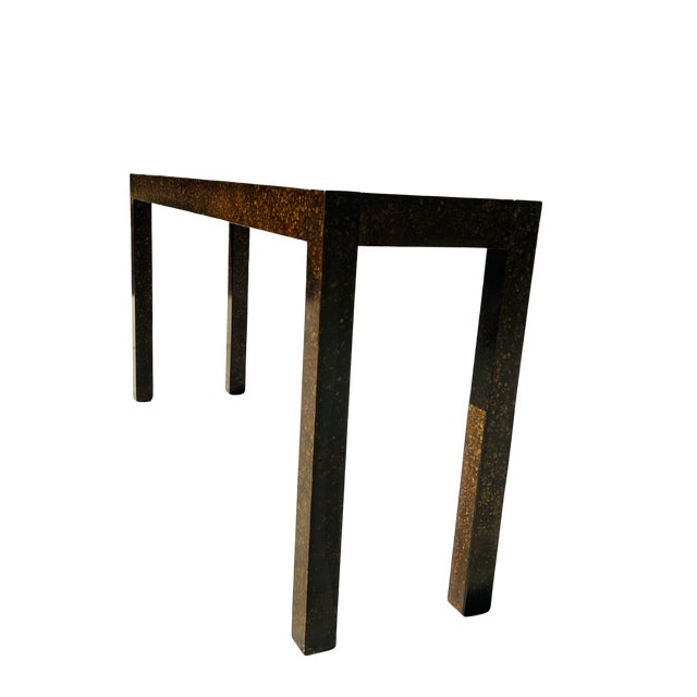Mid-Century Modern Mid 20th Century Drexel Parsons Console Table | Faux Tortoise Drip Glaze | Milo Baughman Style For Sale - Image 3 of 12