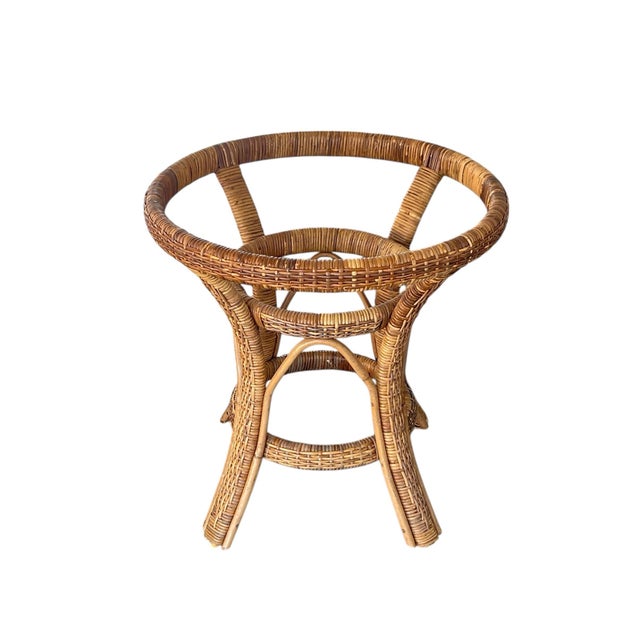 Vintage Rattan Dining Table Base, Mid 20th Century, Boho, Hollywood Regency For Sale - Image 9 of 16