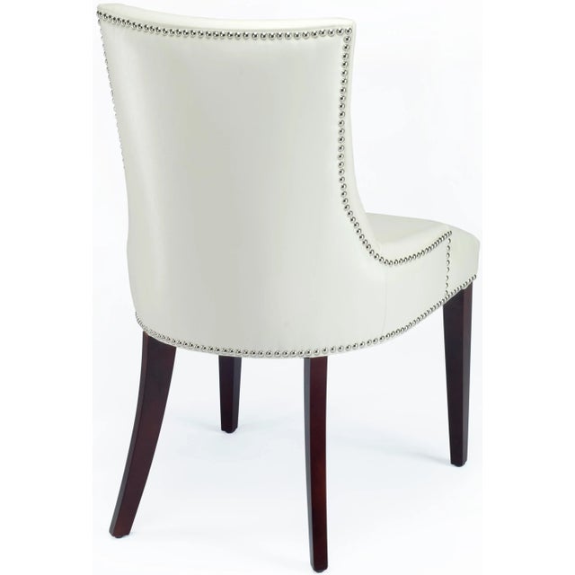 19''H Leather With Silver Nailheads in Flat Cream & Cherry Mahogany For Sale - Image 4 of 10