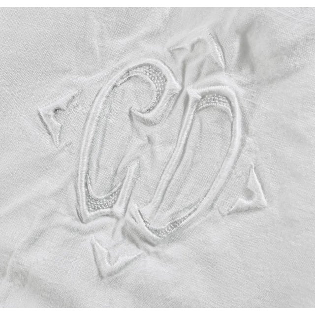 Vintage French Linen Pillowcase: XL Body Pillow Cover with Ladder Hem & Monogram For Sale - Image 4 of 8