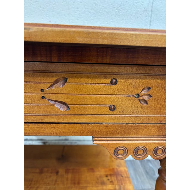 Antique Victorian Eastlake Aesthetic Movement Walnut Library Table Console For Sale - Image 9 of 15