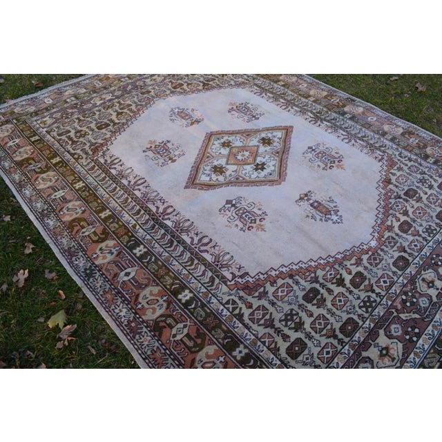 Farmhouse Farmhouse Kitchen Vintage Mid Century Turkish Oushak Rug 6.7 X 9.3 Ft. For Sale - Image 3 of 9