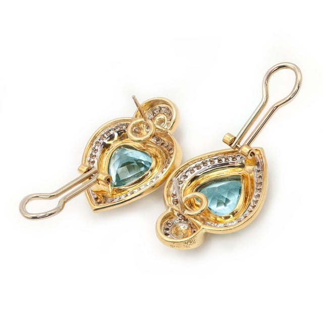 1990s Rare Gucci 18k Yg Diamond Aquamarine Black Enamel Necklace and Earring Set For Sale - Image 11 of 15