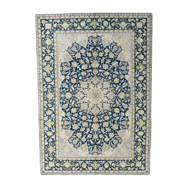 Kashan Oriental Rug in Blue & Cream For Sale - Image 13 of 13