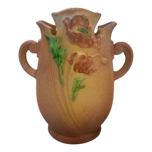 Roseville "Poppy" Two-Handled Vase (Pattern 870-6") For Sale