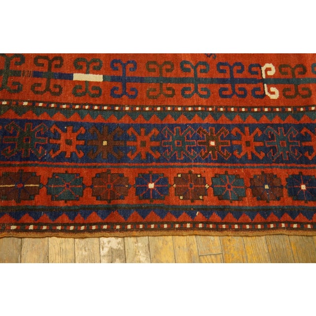 Tribal 1930s Red Rust Geometric Tribal Hand Knotted Antique Caucasian Kazak Rug 6' X 7' Wool Carpet For Sale - Image 3 of 6