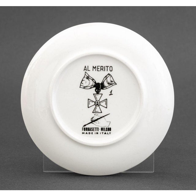 Mid-Century Modern Mid Fornasetti "Al Merito" Porcelain Coasters, 7 For Sale - Image 3 of 17
