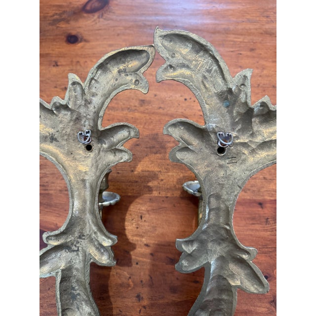 Brass Art Nouveau Sconces- A Pair For Sale - Image 4 of 8