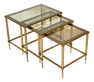 Brass Nesting Tables, 1970s, Set of 3