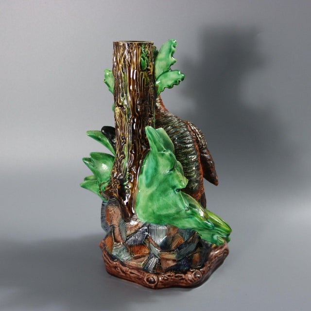 Hugo Lonitz Majolica Partridge and Chicks Candelabra Base For Sale - Image 6 of 17