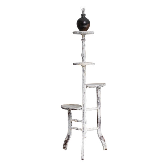 1950s French White Patinated Plant Stand For Sale