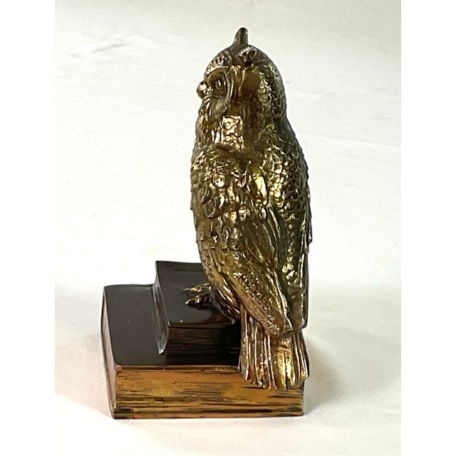 Art Deco McM- 6.5” High-Cast Brass Owl-by Pm Craftsman For Sale - Image 3 of 6