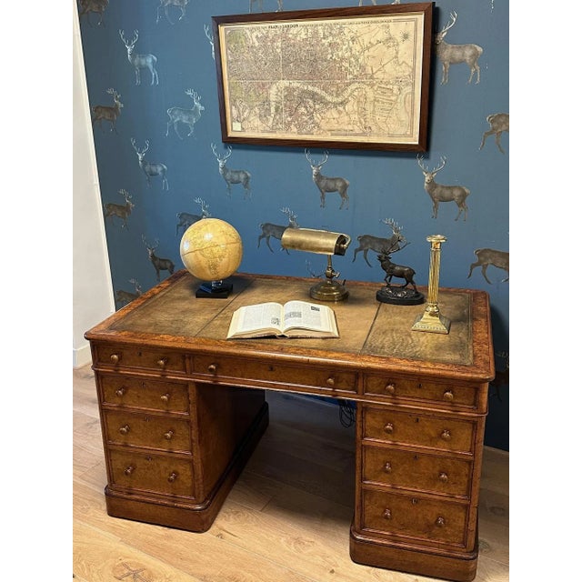 Tan English Desk in Walnut For Sale - Image 8 of 18