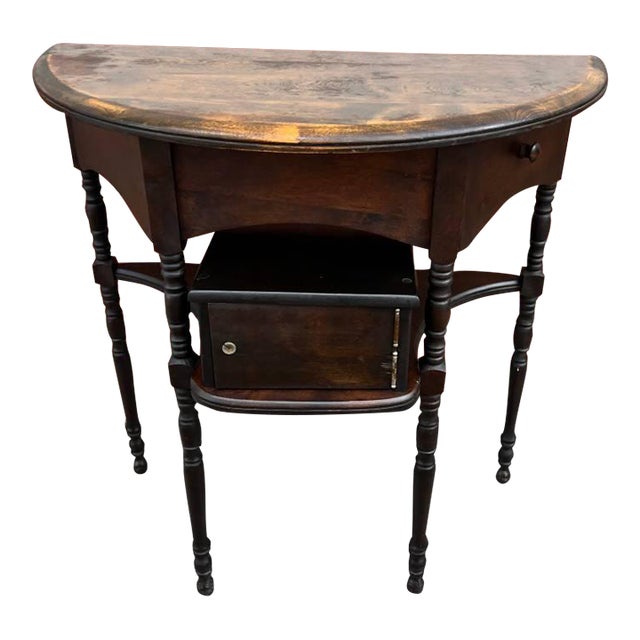 19th Century Antique Demi- Lune Console Hall Table, Half Moon Side Table For Sale
