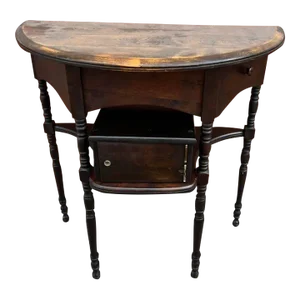 19th Century Antique Demi- Lune Console Hall Table, Half Moon Side Table