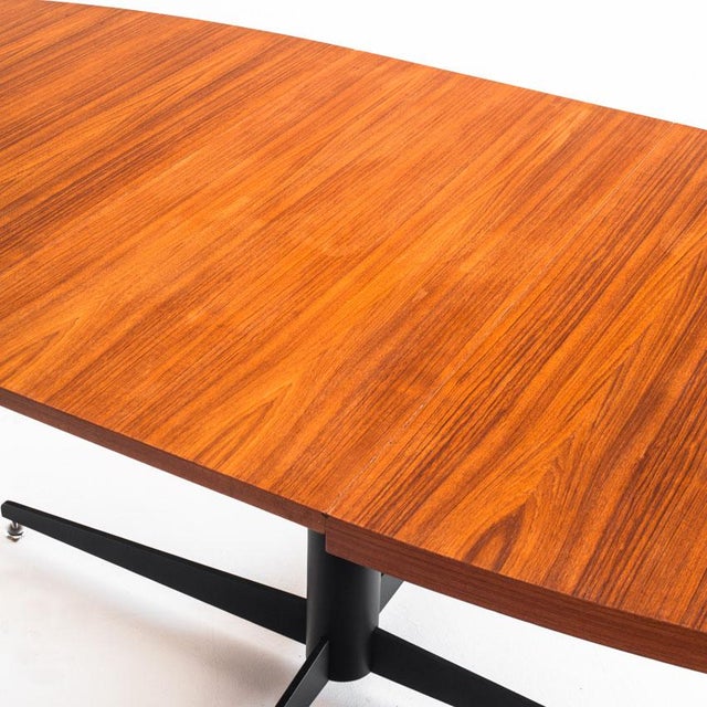 Vintage Dining Table with Extension in Iron and Teak attributed to Roche Bobois, France, 1965 For Sale - Image 12 of 13