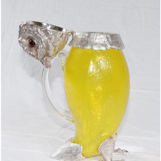 Victorian Owl Decanter in Silver Plate and Glass For Sale - Image 4 of 9