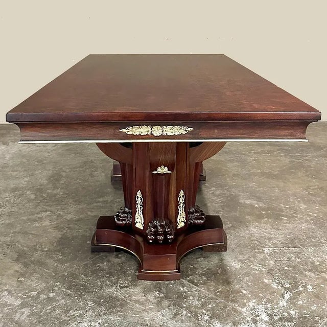 Antique French Empire Mahogany Double Pedestal Dining ~ Conference Table For Sale - Image 14 of 17