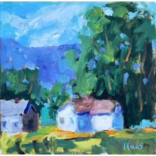 Sunlit House, Contemporary Impressionist Oil Painting Landscape For Sale