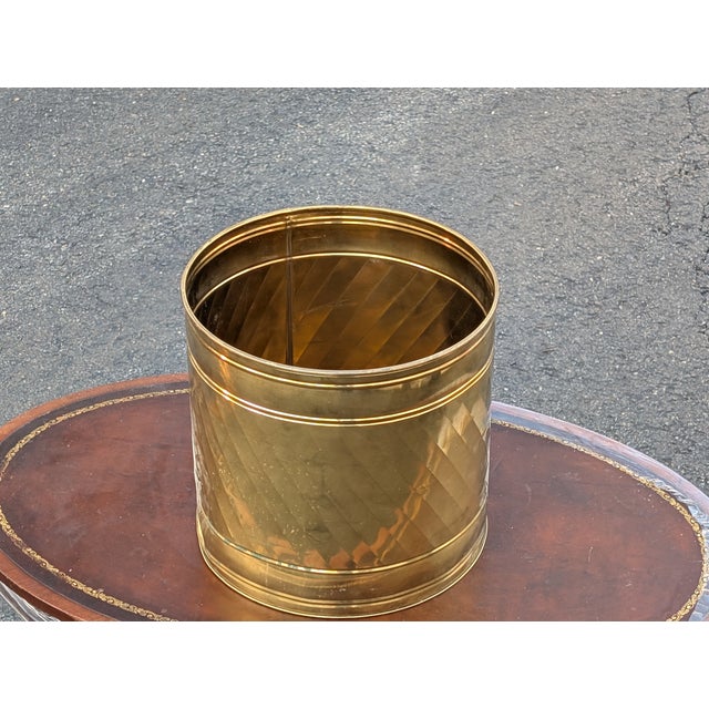 Vintage Brass Indoor Planter For Sale - Image 4 of 5