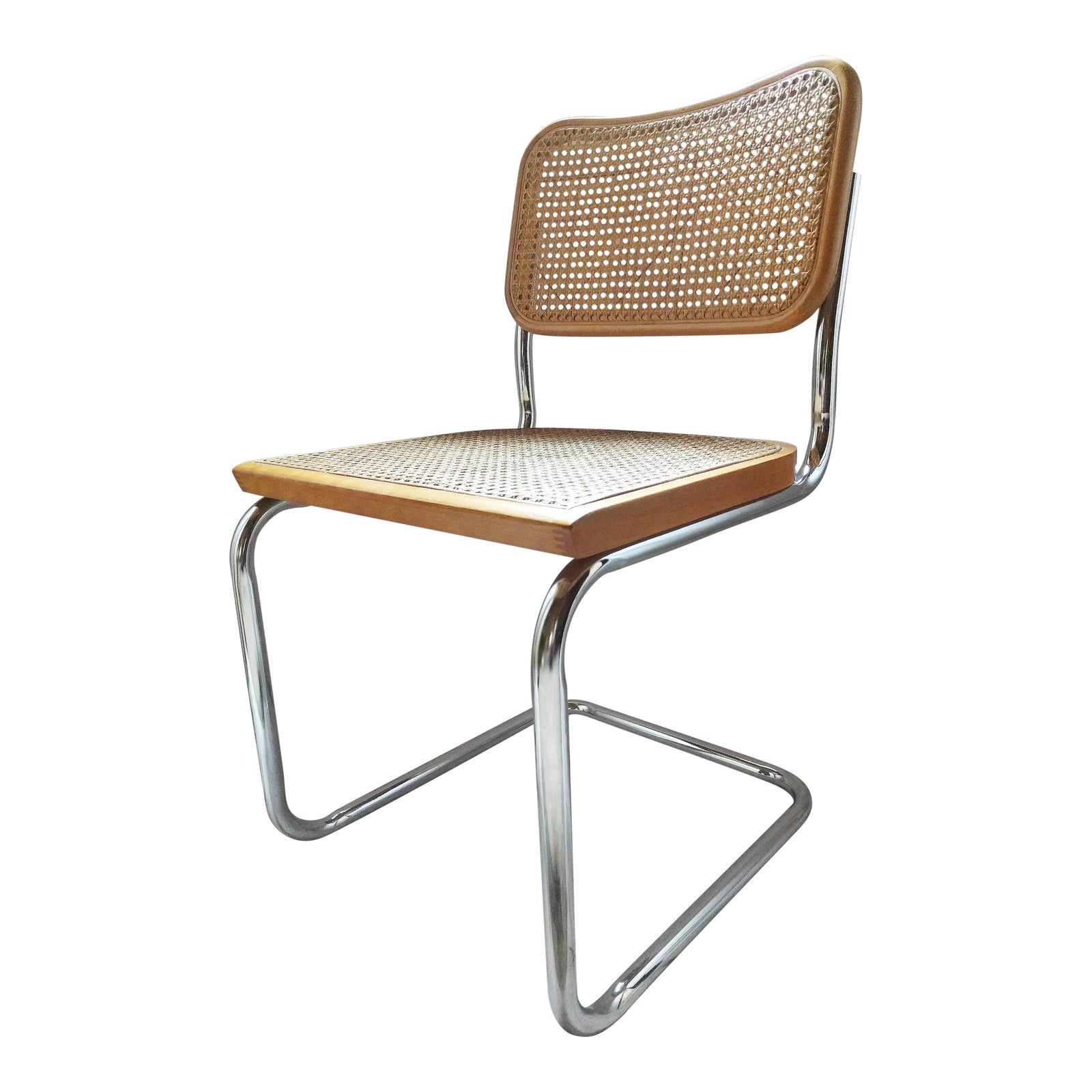 Vintage Marcel Breuer Style Chrome & Cane Chair Chairish