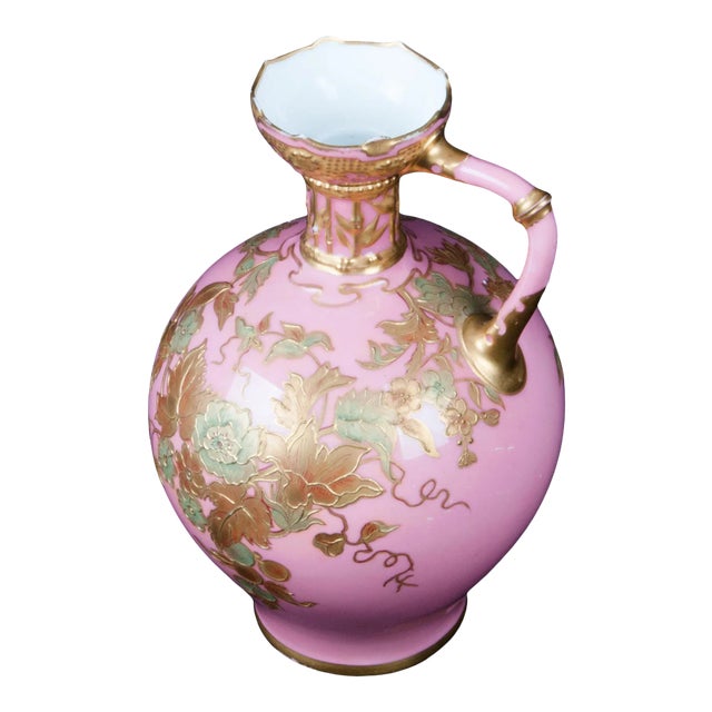 Crown Derby England Porcelain Pink Ground Vase, Late 19th Century For Sale