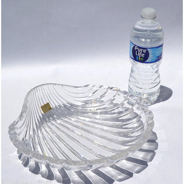 Late 20th Century Vintage Mikasa Walther Glas Seascape Clear Thick Crystal Seashell Platter Centerpiece Bowl For Sale - Image 5 of 11